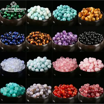 批發天然虎眼石瑪瑙石英珠圓形散珠隔珠,適用於珠寶製作DIY項鍊手鍊配件 8 最佳銷售 脈輪珠 - №4