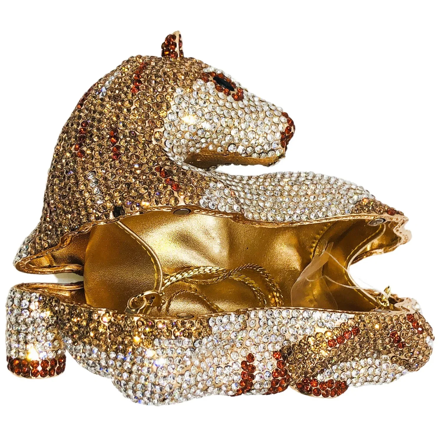 Boutique De FGG Novelty Designs Horse Clutch Women Animal Evening Handbags Crystal Clutch Purse Party Wedding Rhinestone Bag
