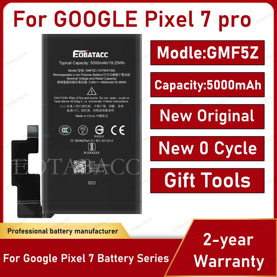 Batería original de repuesto 100% GZE8U GMF5Z GP5JE para HTC Google Pixel 7 Pixel 7 Pro 7A 5G, reemplazo 3
