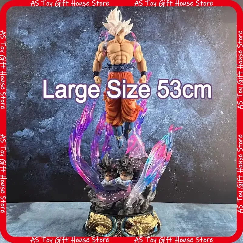 Dragon Ball Ultra Instinct SonGoku Kakarotto 53cm Drei Köpfe mit Lichtfunktion PVC-Modell Anime Actionfigur Sammlerstück Geschenk