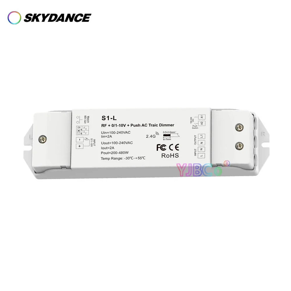 Skydance single color LED strip CV AC Push-Dim Dimmer Constant Voltage S1-L 110V 220V Triac dimming monochrome light Controller