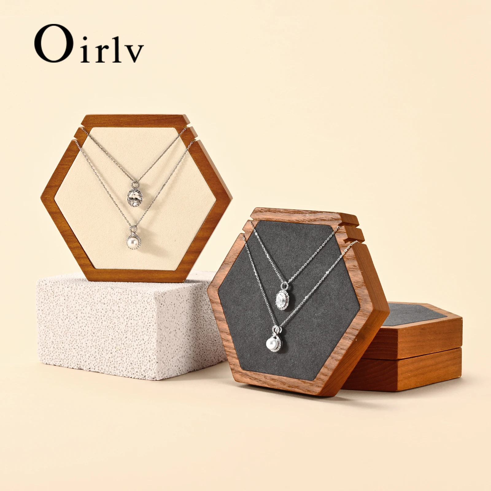 

Oirlv Solid Wood Hexagonal Necklace Display Stand Jewelry Organizer Stand Necklace Showcase Jewelry Display Props