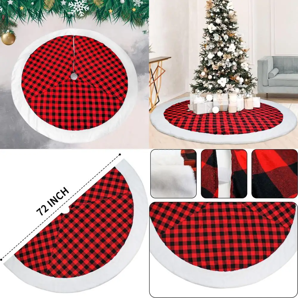 

72-красная и черная юбка в клетку «Рождественская елка» в клетку буйвола — украшение в виде праздничной сетки