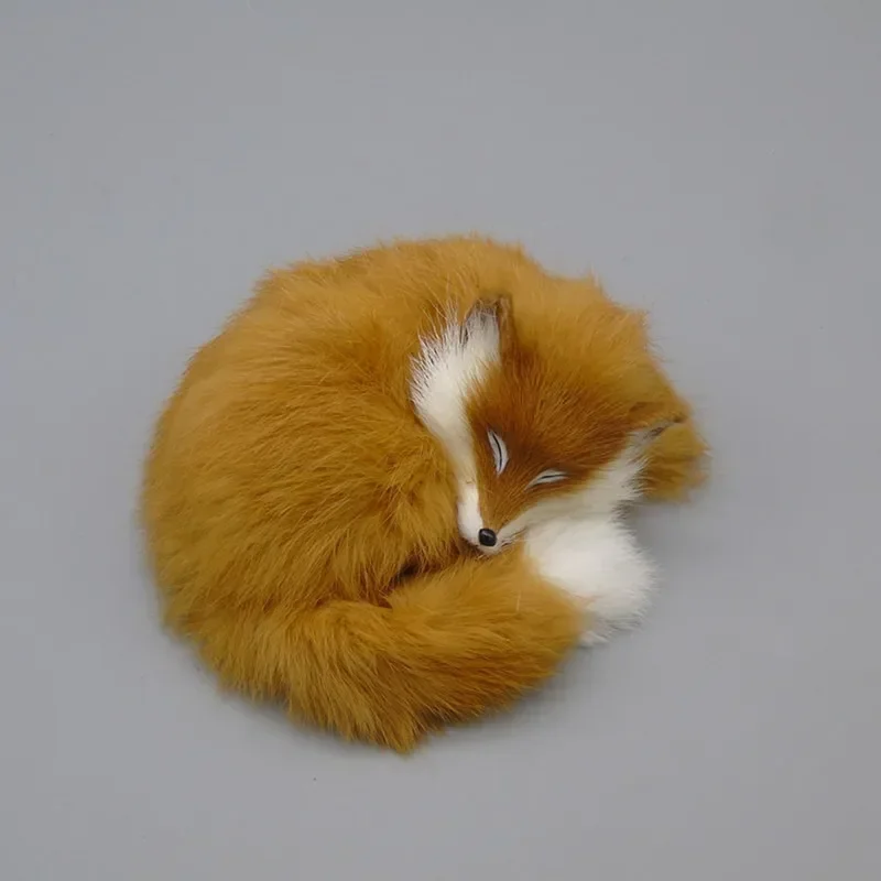 Simulation Foxes Figures Toy Realistic Sleeping Fox Plush Fur Animal Doll Photography Props Home Decor Ornaments Crafts