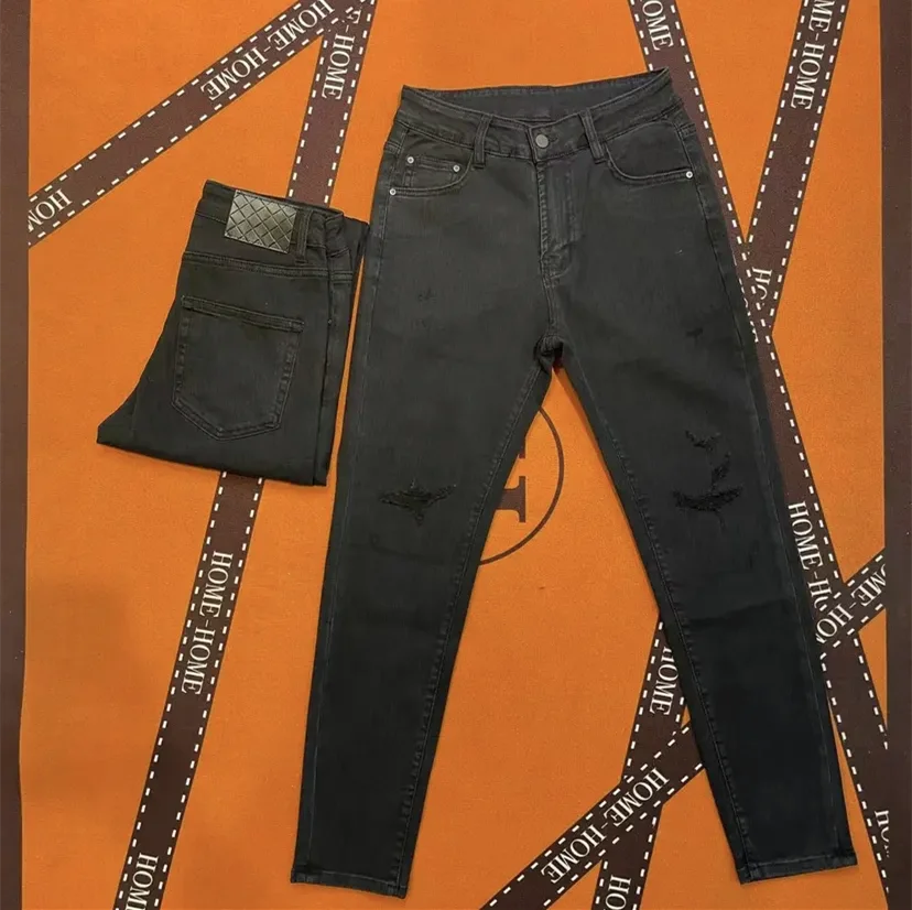 

Мужские модные повседневные джинсы с ромбовидным узором, эластичные облегающие джинсовые брюки с прямыми штанинами, хлопковые эластичные брюки со средней высокой талией