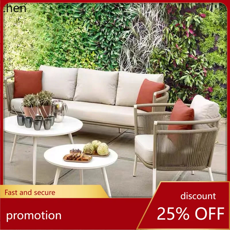 ZML Outdoor Patio Rattan Sofa Chair Set Courtyard Rattan Chair Sofa Garden Leisure Table and Chairs