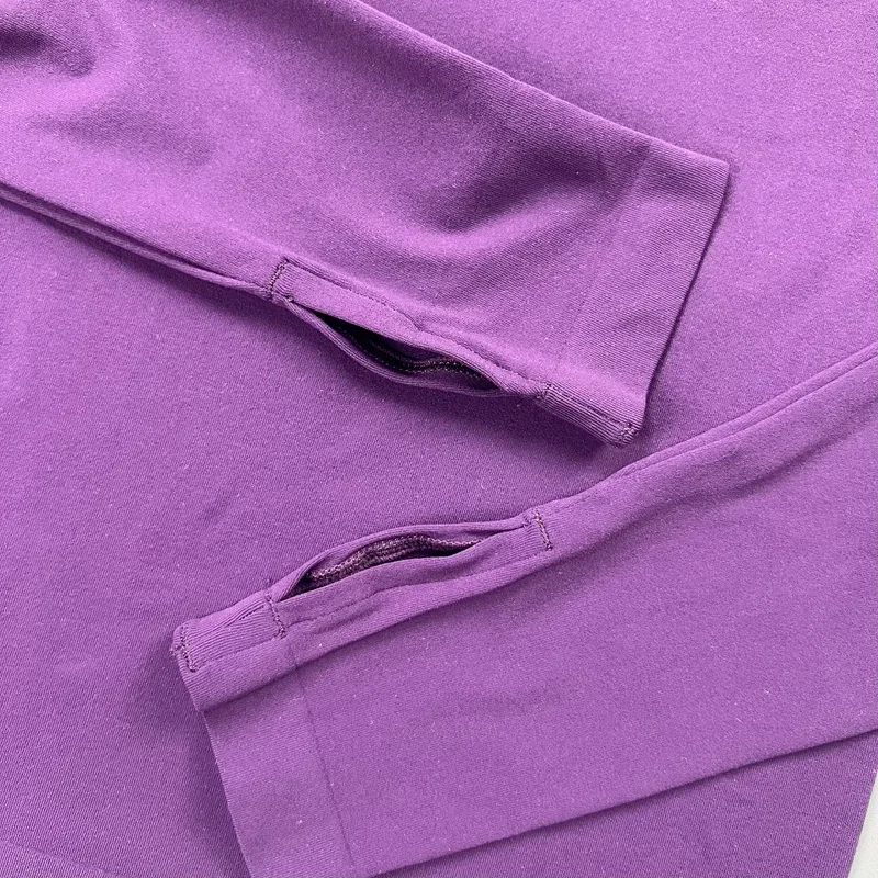 Damen Langarm Yoga-Oberteil mit Rundhalsausschnitt, Raglanärmeln und Daumenlöchern, Slim Fit Cropped Workout-Shirt, Nahtlos Atmungsaktives Sport-Lauf-Gym-Top – Detail 11
