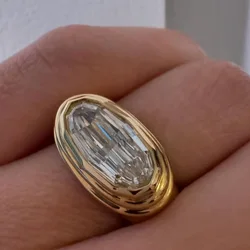 Shinny Big Oval Zircon Ring for Women Stainless Steel Ring Wedding/Engegement Jewelry