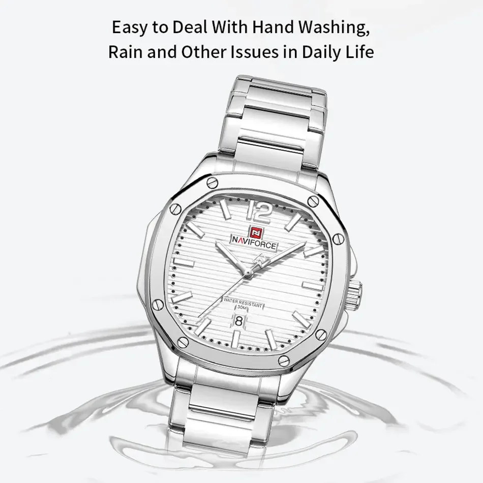 NAVIFORCE 9243S Fashion Leisure Quartz Steel Strap Mens Watch Waterproof Calendar Watches for Men Relogio Masculino Reloj Hombre