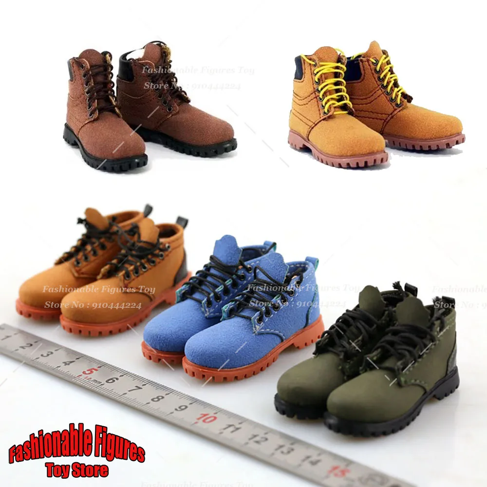 

2 Style 1/6 Men Soldier Boots British Style Retro Lace Up Low Barrel Casual Short Boots Solid Shoes Fit 12" Action Figure Model