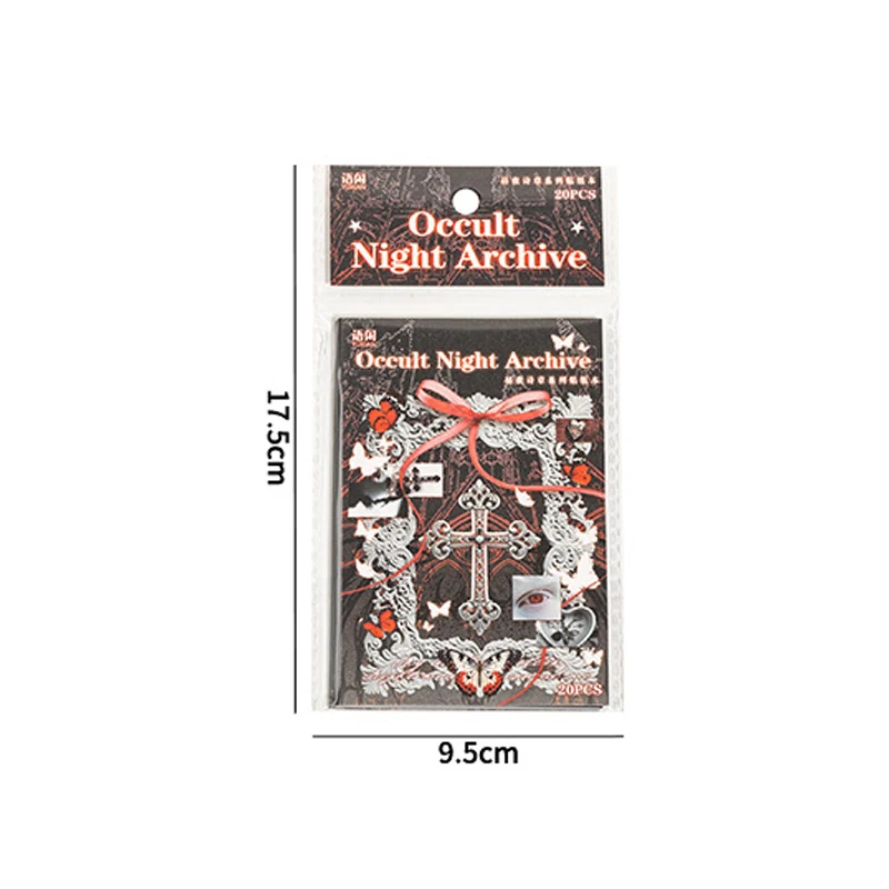 20pcs Retro Gothic style Sticker Book, Day and Night Poetry Collection, Handbooks, Notebooks, Decorative Stickers image 6