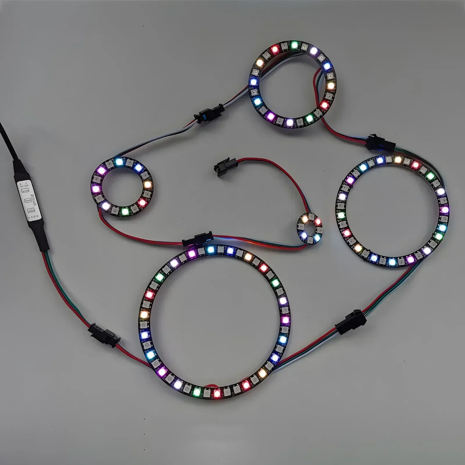 WS2812B 5050 RGB LED Ring 7 / 8 / 12 / 16 / 24 / 60 بت ضوء المصباح مع السائقين المتكاملة WS2812 لـ Arduino Raspberry Pi