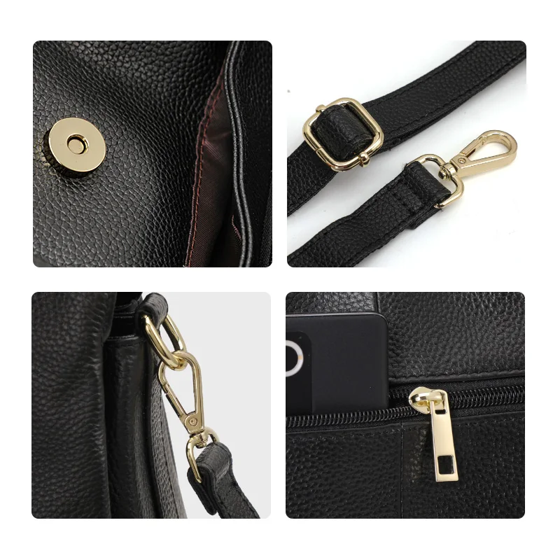 Aidrani Women's genuine leather handbag, soft cowhide shoulder bag, casual, simple and large capacity