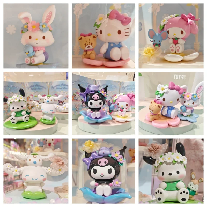 Новая подлинная серия персонажей Hello-Kitty, весенний цветок, слепая коробка, кавайная аниме-фигурка, модель, загадочная коробка, Куроми, мультяшная декоративная игрушка