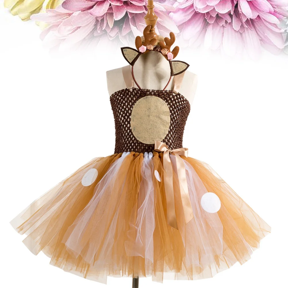 فستان حفلات Elk Kids وعصابة رأس توتو للفتيات 6-7 سنوات تنورة تول لأداء فستان توتو للأطفال