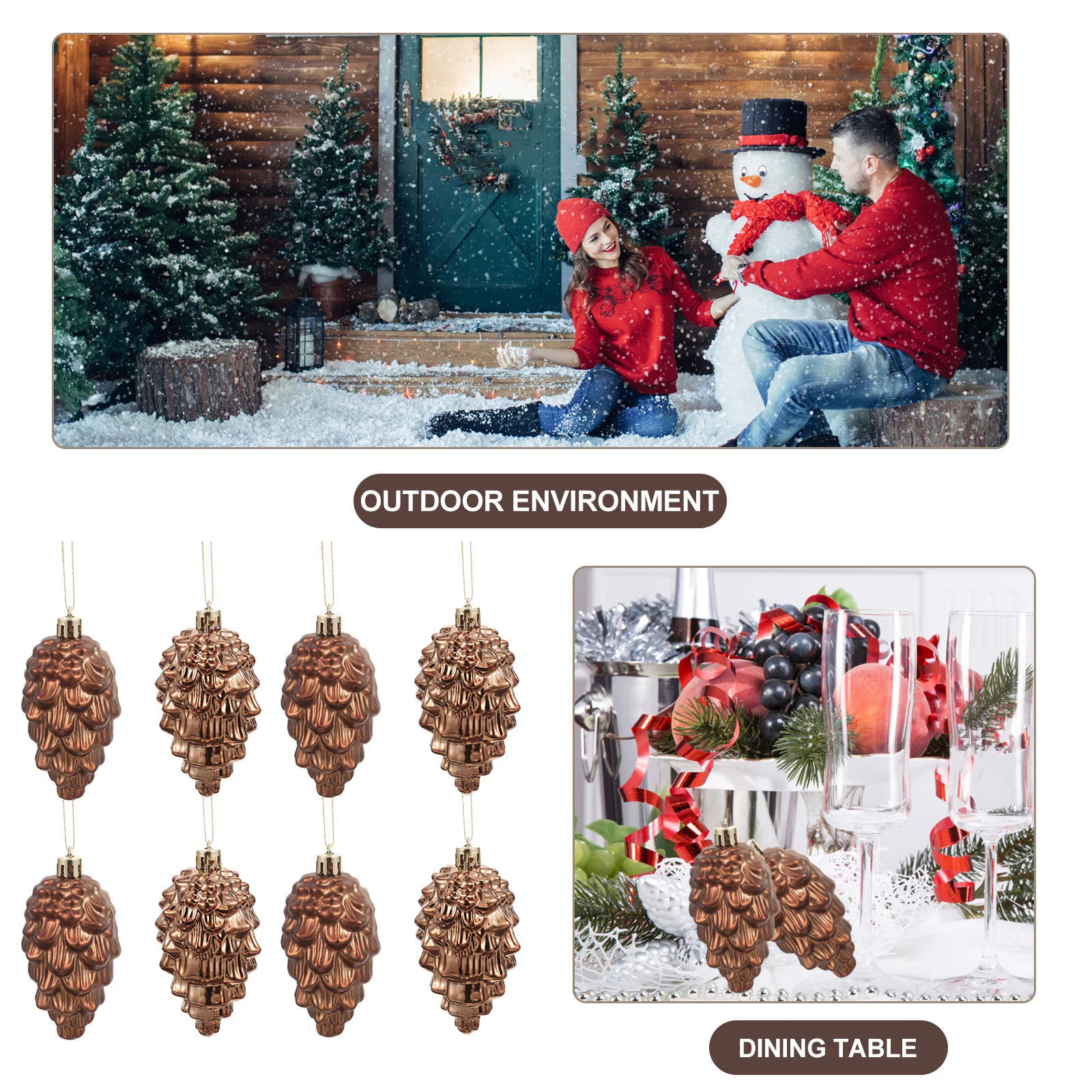 

8 Pcs Indoor Christmas Tree Ornaments Decorate Vintage Wreath Decorating Supplies Country Winter Decorations Small Pine Cones