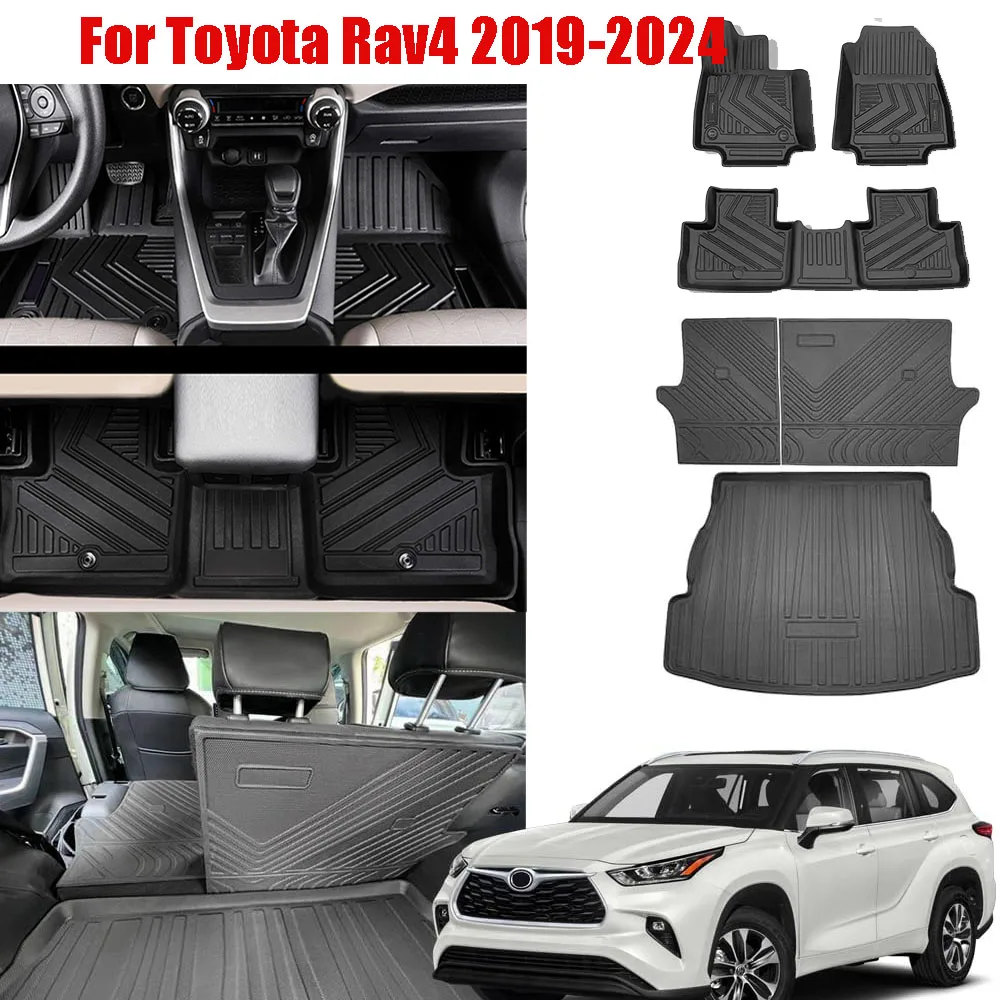 

Car Floor Mats For Toyota Rav4 2024 2023 2022 2021 2020, All-Weather Waterproof Anti Resistant Trunk Backrest Mats Protector