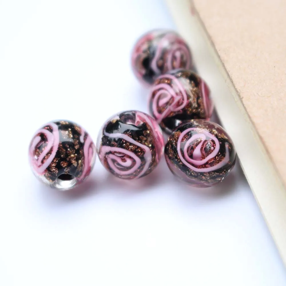 Black Glass Bead Flower Lampwork Beads  for Jewelry Making Diy Jewellery Supplies Kralen Bisuteria Handmade Perles Fabrication d