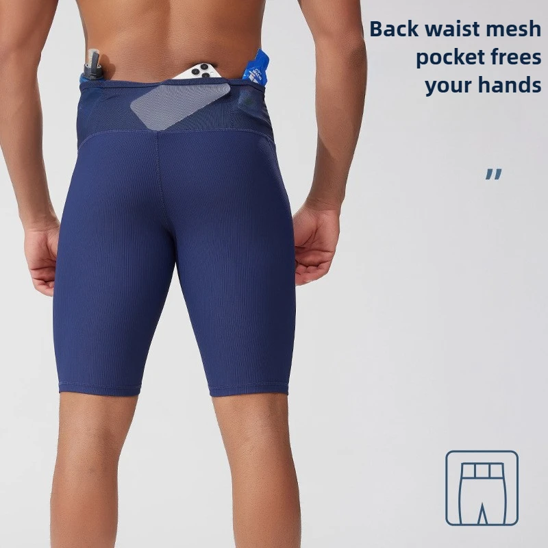 Men's Running Compression Shorts with Phone Pocket – Quick Dry Marathon Training Fitness Tights with Inner Liner 5-Inch Shorts