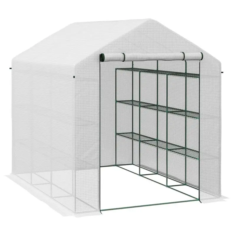 

Portable Walk-in Greenhouse for Outdoors with Roll-up Zipper Door, 18 Shelves, Heavy Duty Humidity Seal, 95.25" x 70.75" x