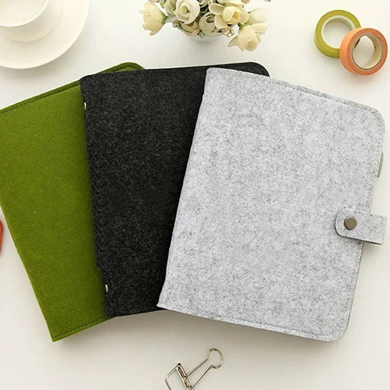 New A5 A6 Felt Shell Notebook Cloth Fabric Notebook Ring Binder Diary Notebook Paper Holder Portable Diary Stationery Gift