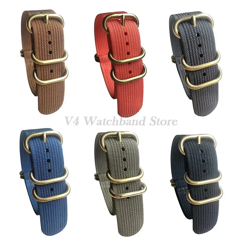 Gold Buckle Nylon High Density Bracelet 18mm 20mm 22mm 24mm Resistant Durable Men\'s Watchband Replace Woven Canvas Watch Strap