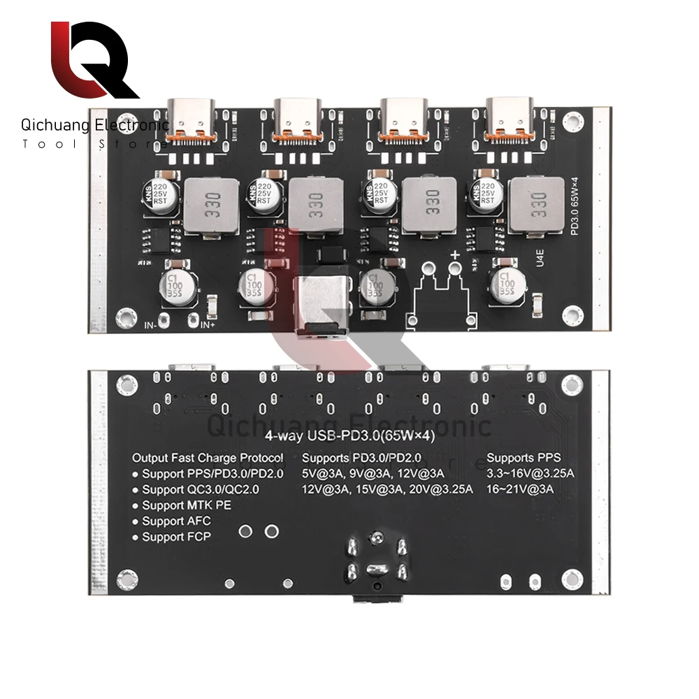 PD65W DC 12-30V 4-drożny moduł szybkiej ładowarki do Apple Huawei Samsung PD3.0/2.0 QC3.0/2.0 FCP AFC Type-C Quick Charging Board