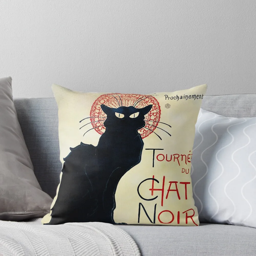 

Vintage french poster - Tournée du chat noir - Steinlen Throw Pillow Cushion Cover For Sofa Anime