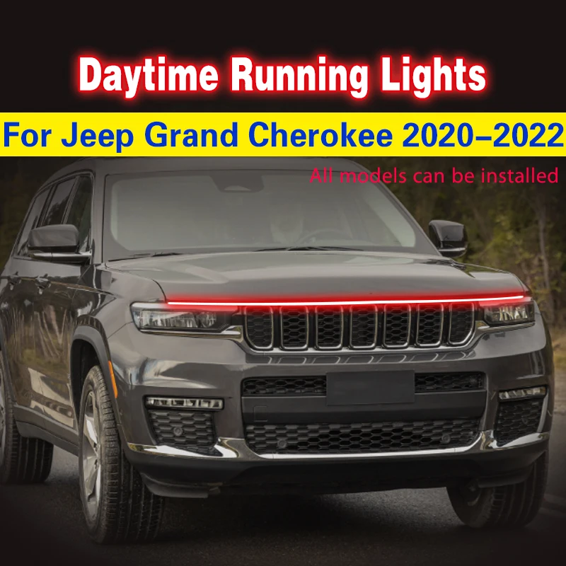 LED Hood Lights Strip Universal Lamp Flexible Ambient Lights For Jeep Grand Cherokee 2020-2022 Car Daytime Running Light DRL 12V