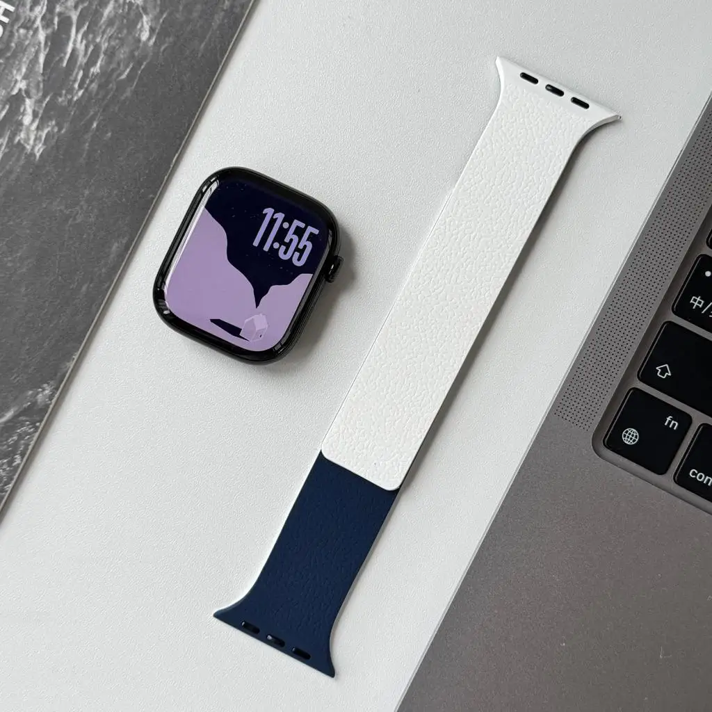 سوار رياضي بحزام مغناطيسي من السيليكون بلونين لساعة أبل 41 مللي متر 42 مللي متر 44 مللي متر 45 مللي متر 46 مللي متر 49 مللي متر IWatch Series 11 10 9 8 7 6 5 4SE #2