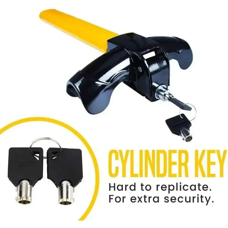 Universal T-Type Steering Wheel Anti-Theft Lock with 2 Keys, Heavy-Duty Car Safety Lock, Rotation Vehicle Security Device