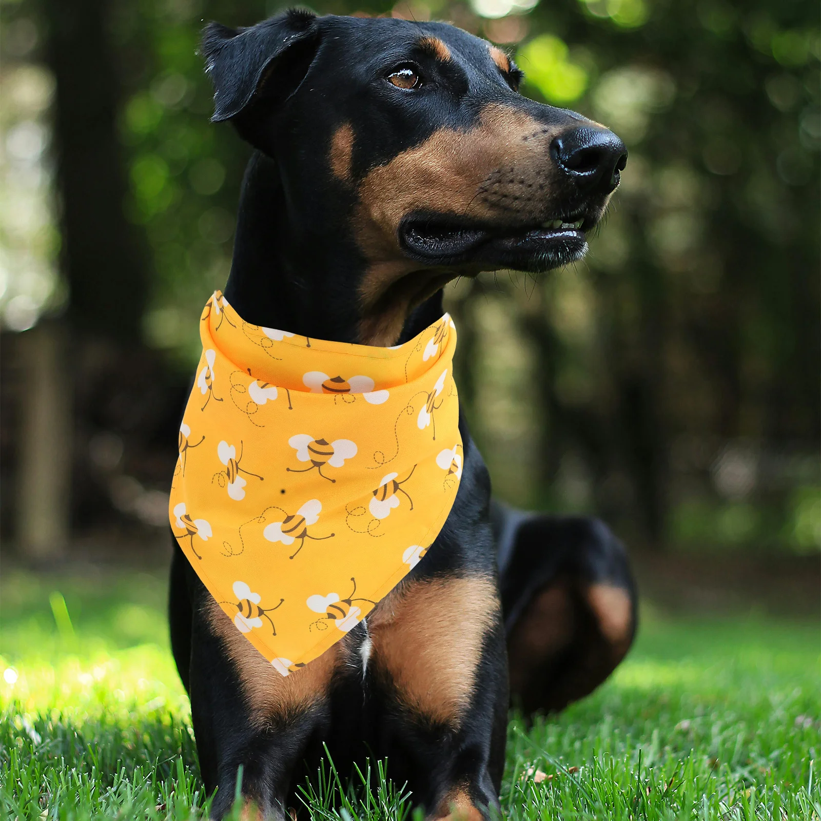 

2pcs Pet Saliva Towel Bee Mushroom Print Triangular Bandana For Dog Cat Puppy Birthday Party Outdoor Use Dog Bandana Decor