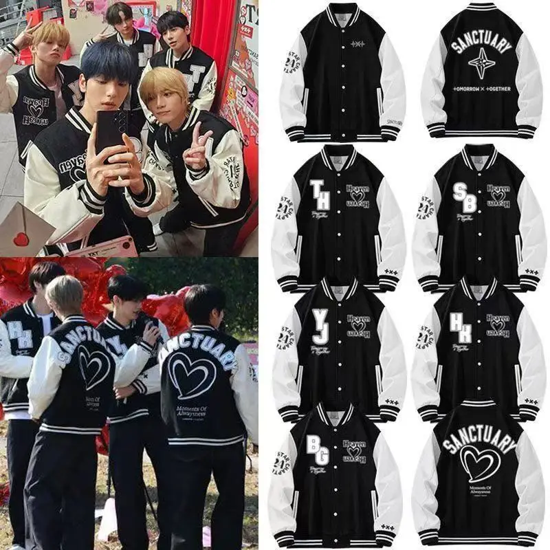 Kpop Txts Yeonjun Jacket Beomgyu The Star Chapter Sanctuary Warm Loose Coat TOMORROWs X TOGETHERs Printed Baseball Jersey