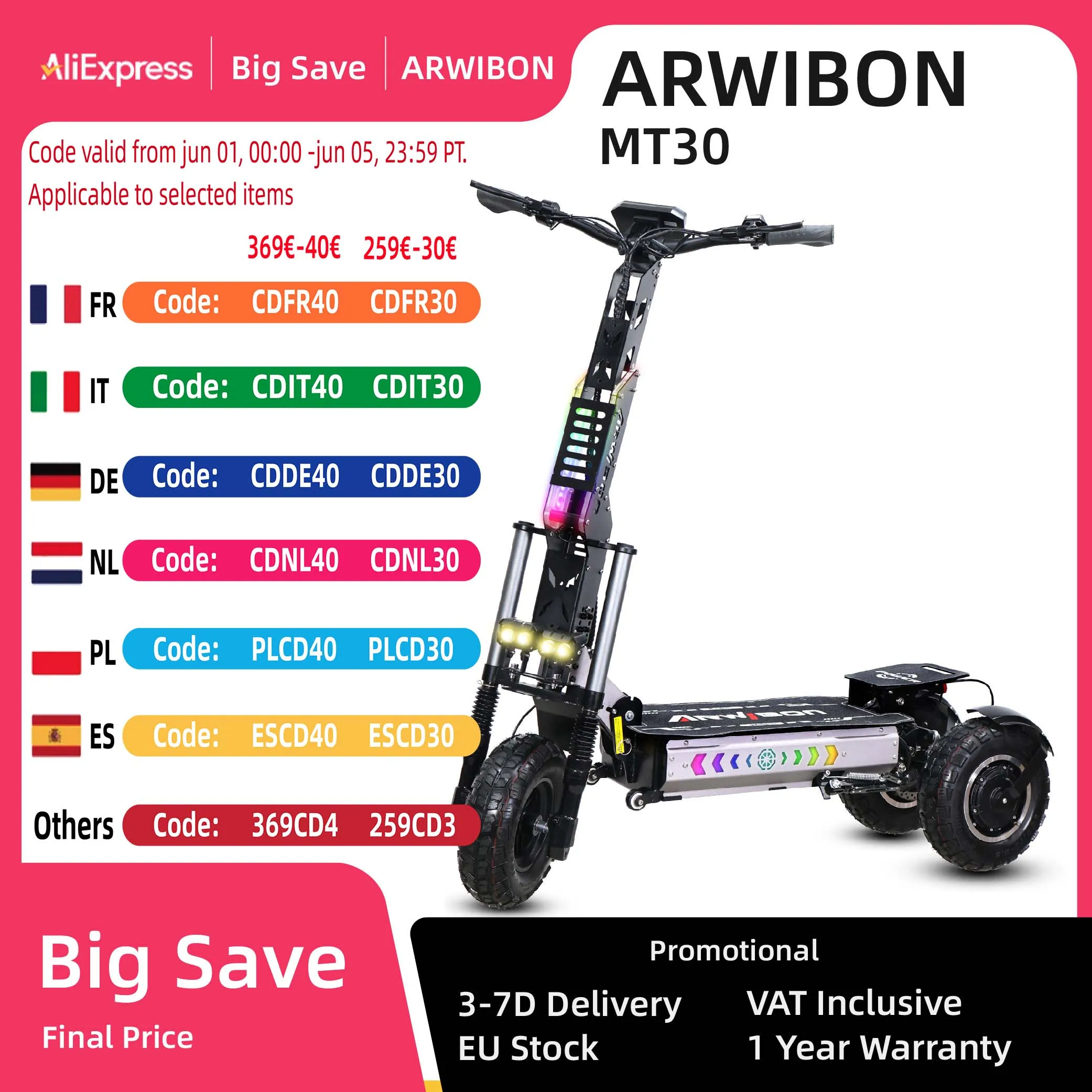 Arwibon mt30 Elektro roller für Erwachsene 6000w Motor 60v 27ah E-Scooter 13 Zoll Vakuum Offroad
