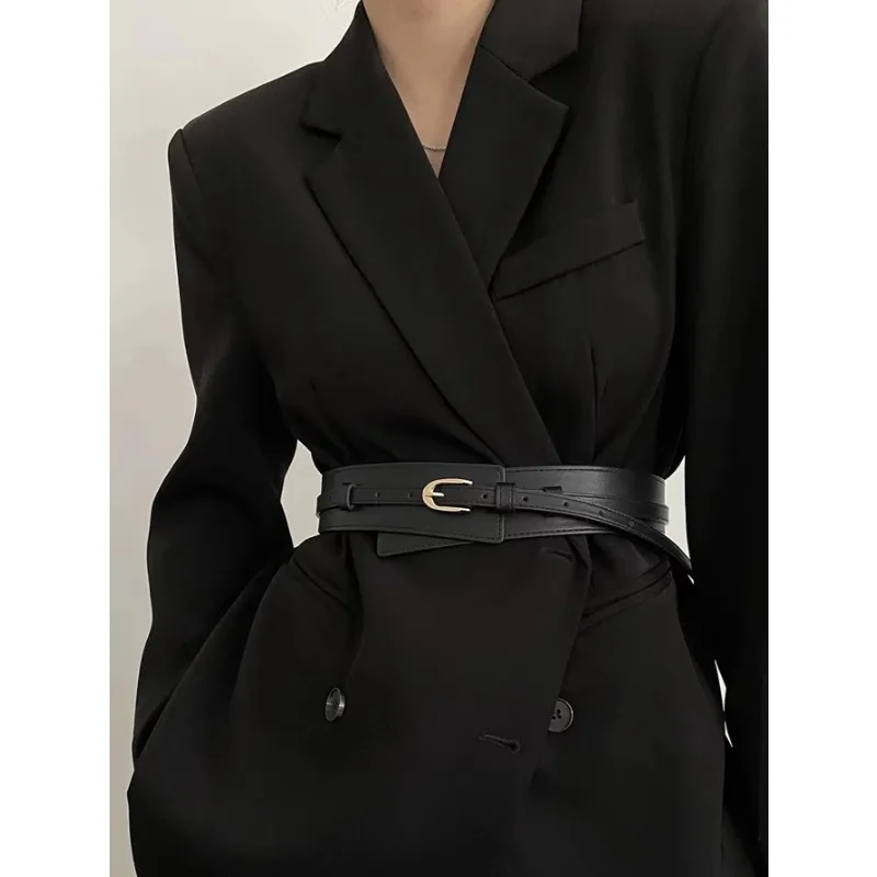 

Dual-use belt ladies with woolen overcoat black waist wide elastic elastic tight waistband fashion tie-in suit sweater belt