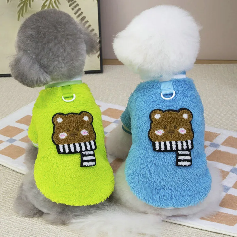

Cartoon Dog Winter Clothes Long Plush Hoodies O-Neck Warm Costume For Small Dogs Dachshund Pug Pullover Puppy Sweatshirt Sweater