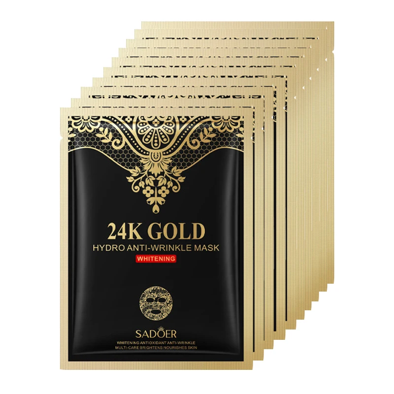 10Pcs 24K Gold Facial Mask Moisturizing Anti Wrinkle Repair Fades Fine Lines Anti-aging Whitening Beauty Face Skin Care