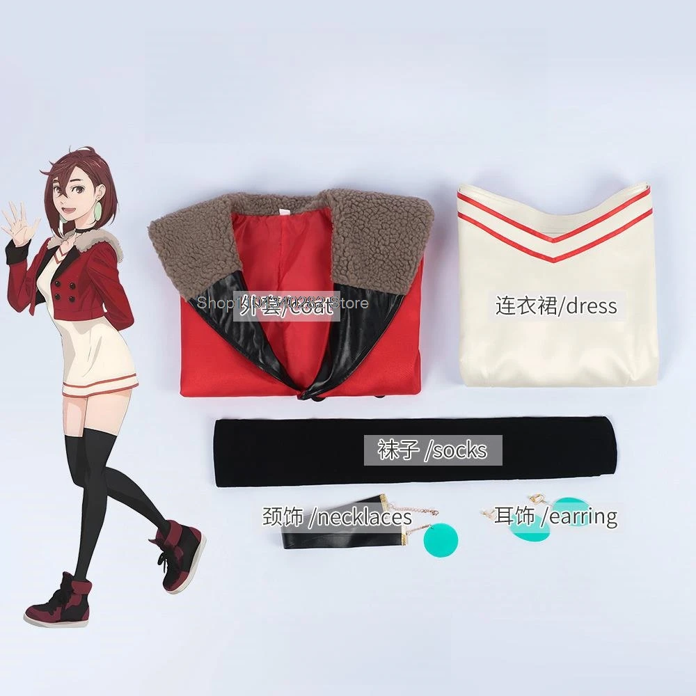 Аниме Dandadan Momo Ayase красный костюм косплей костюм парики платье для ролевых игр пальто наряды Хэллоуин карнавальная вечеринка женская униформа