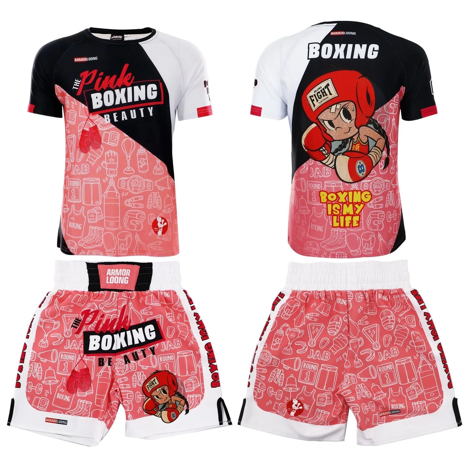 The New Hot MMA Boxing Short Sleeve Children\'s Suit Sports Men\'s and Women\'s Suit UFC Fighting Breathable Quick Dry Training Set