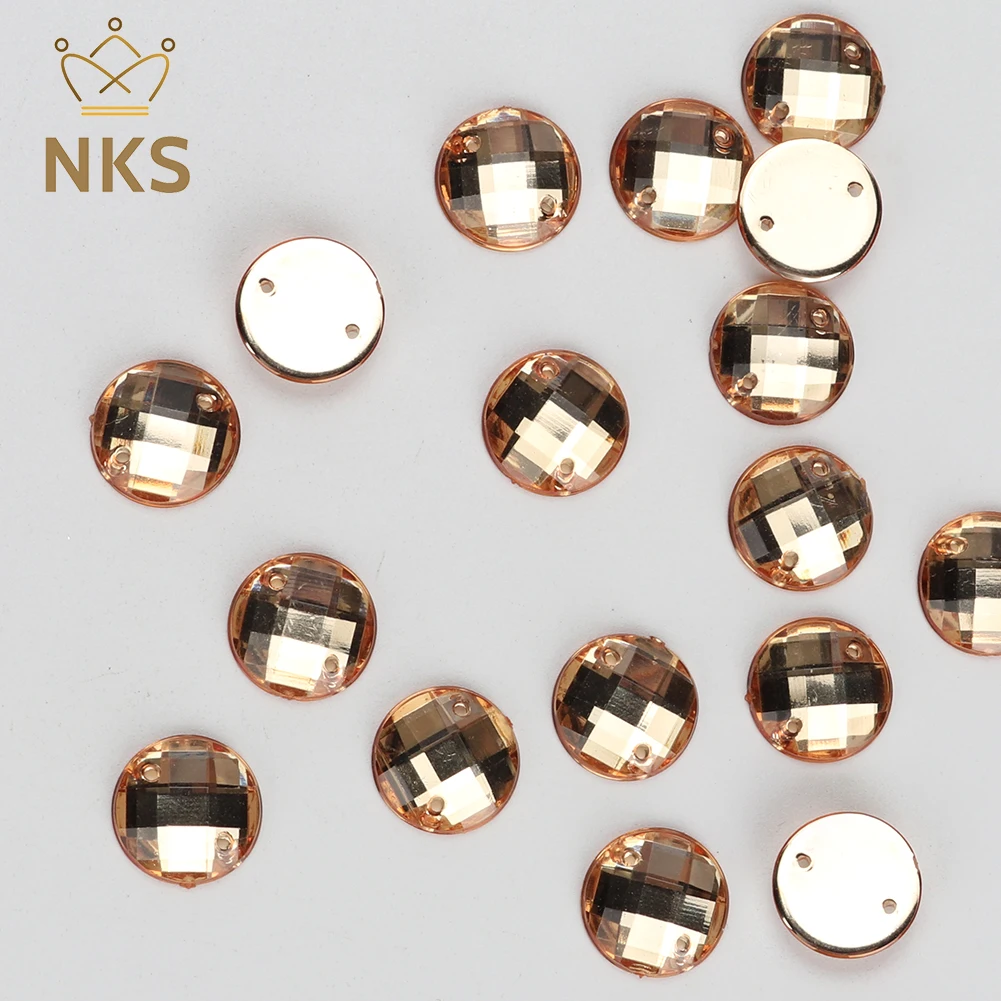 NKS Hot Sale Sew On Rhinestones Flat Back Half Round Acrylic Rhinestone Crystal Stone For Fashion Dress Making Acrylic Gem