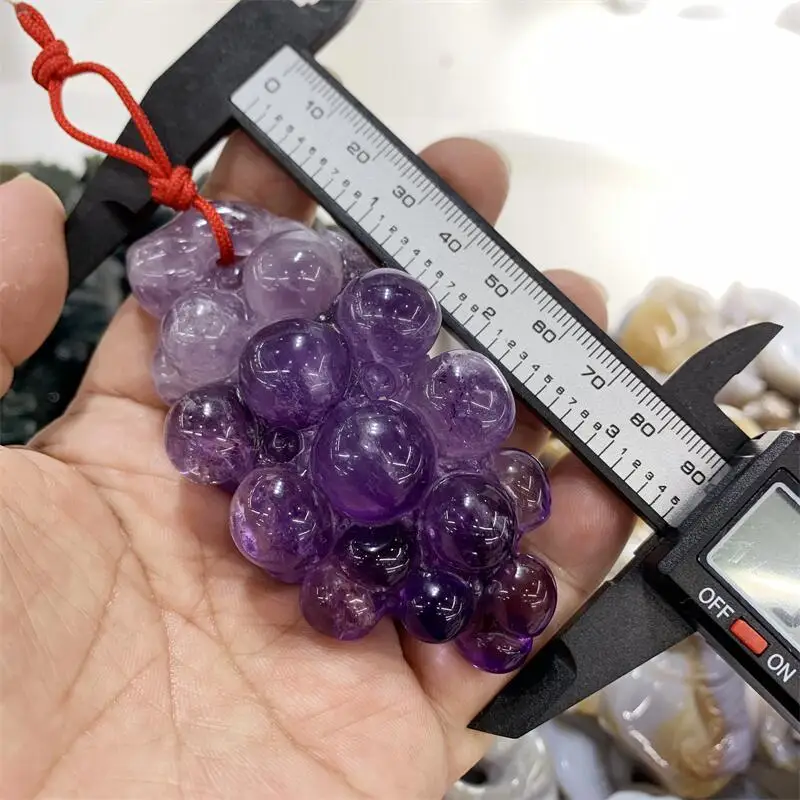 Natural Crystal Amethyst Grape Cartoon Gemstone Carving Healing Figurines Reiki Home Decoration 1pcs