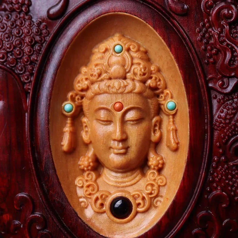 Lobular rosewood Wood- Between One Thought Magic Buddha decorative pendant Solid wood hand-carved Home Car Decoration Crafts