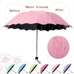 6 Color Fun Creative Water Blossom Umbrella Women's Fashion Folding Flouncing Umbrella Double Layer Windproof Anti Uv Umbrella