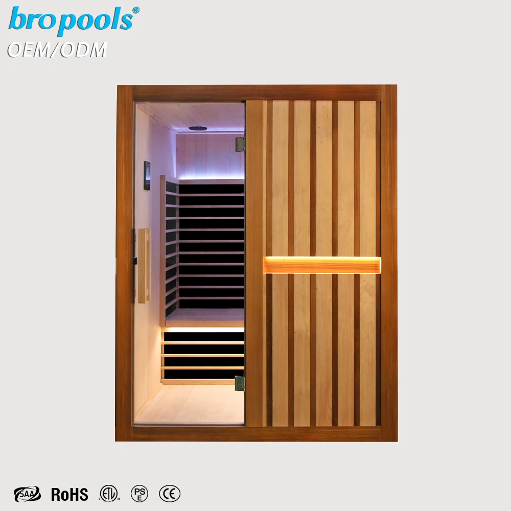 Modern Factory Direct Hemlock Indoor Infrared Sauna With Control Panel LED Light For 2-Person Spa Relaxation Home Use Sauna Room