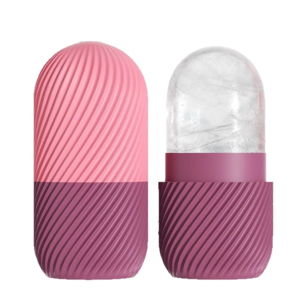 Rolo de gelo para rosto e olhos, molde de gelo de silicone, resfriamento e endurecimento da pele facial, rolo de gelo à prova de vazamento, ferramentas de cuidados faciais reutilizáveis