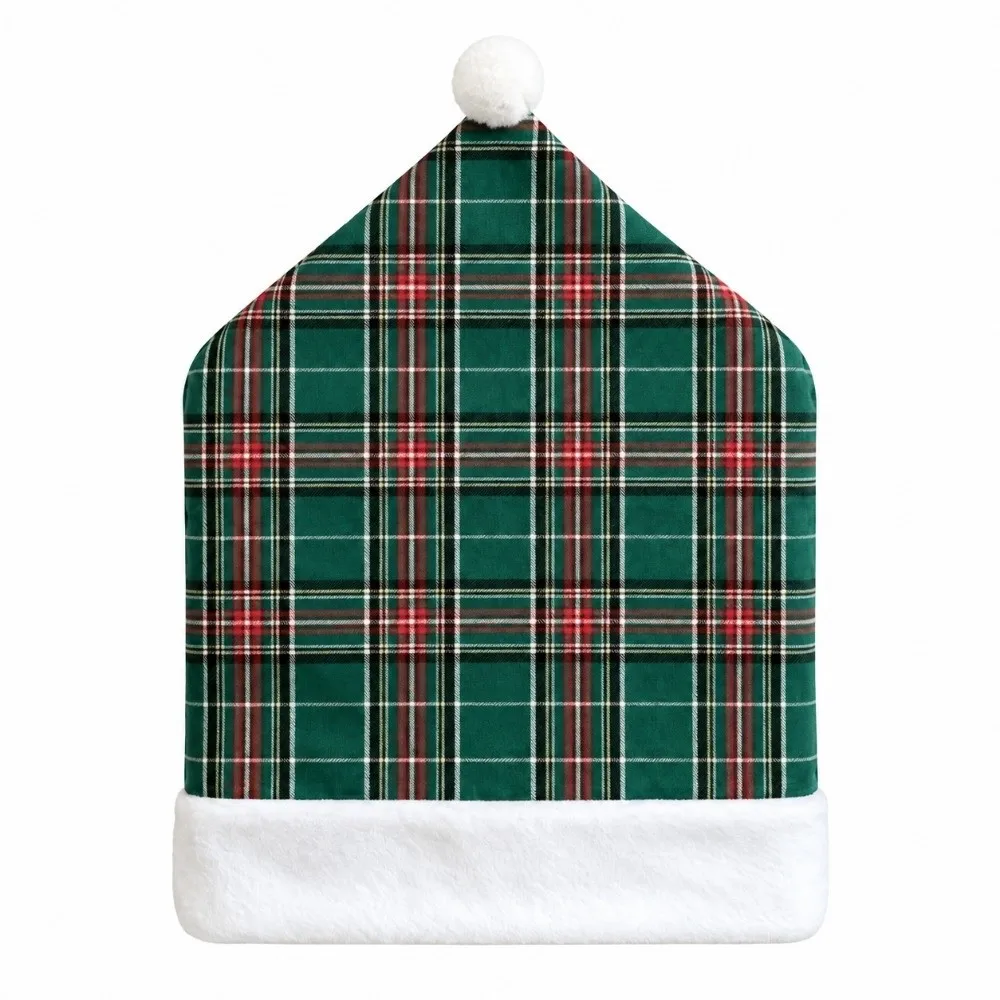 Santa Claus Christmas Chair Cover Stripe Grid Snowman Dining Chair Cover New Year Chair Protective Slipcover Xmas Party