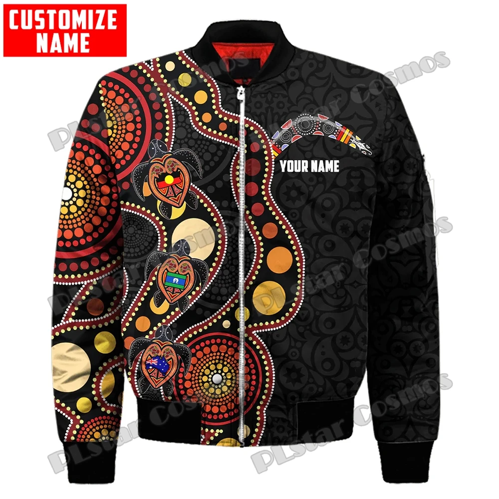 Inheemse Didgeridoo Adelaarsvlag Aangepaste Naam 3d Bedrukte Heren Bomberjacks Winter Unisex Casual Jas Met Warme Rits Fjk16