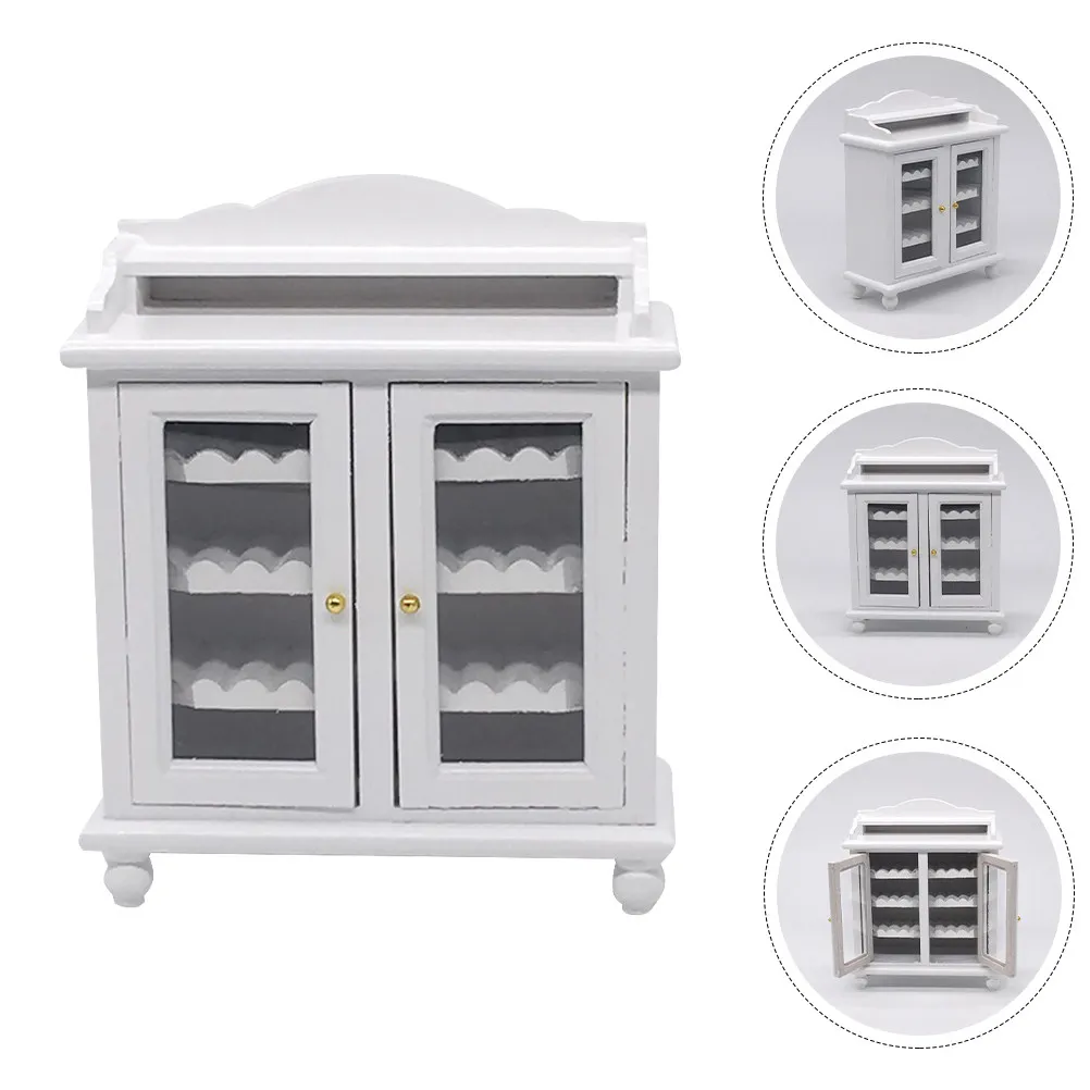 DIY Miniature Wine Cabinet Tiny Decorative Furniture Small Kitchen Ornament Miniature House Kit Simulation Tiny Furniture