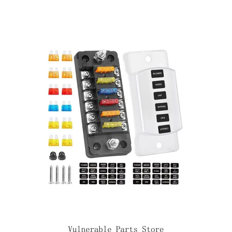 

D0UC Водонепроницаемые 6 выходных предохранителей Обновления защиты от перегрузки для проводки транспортного средства