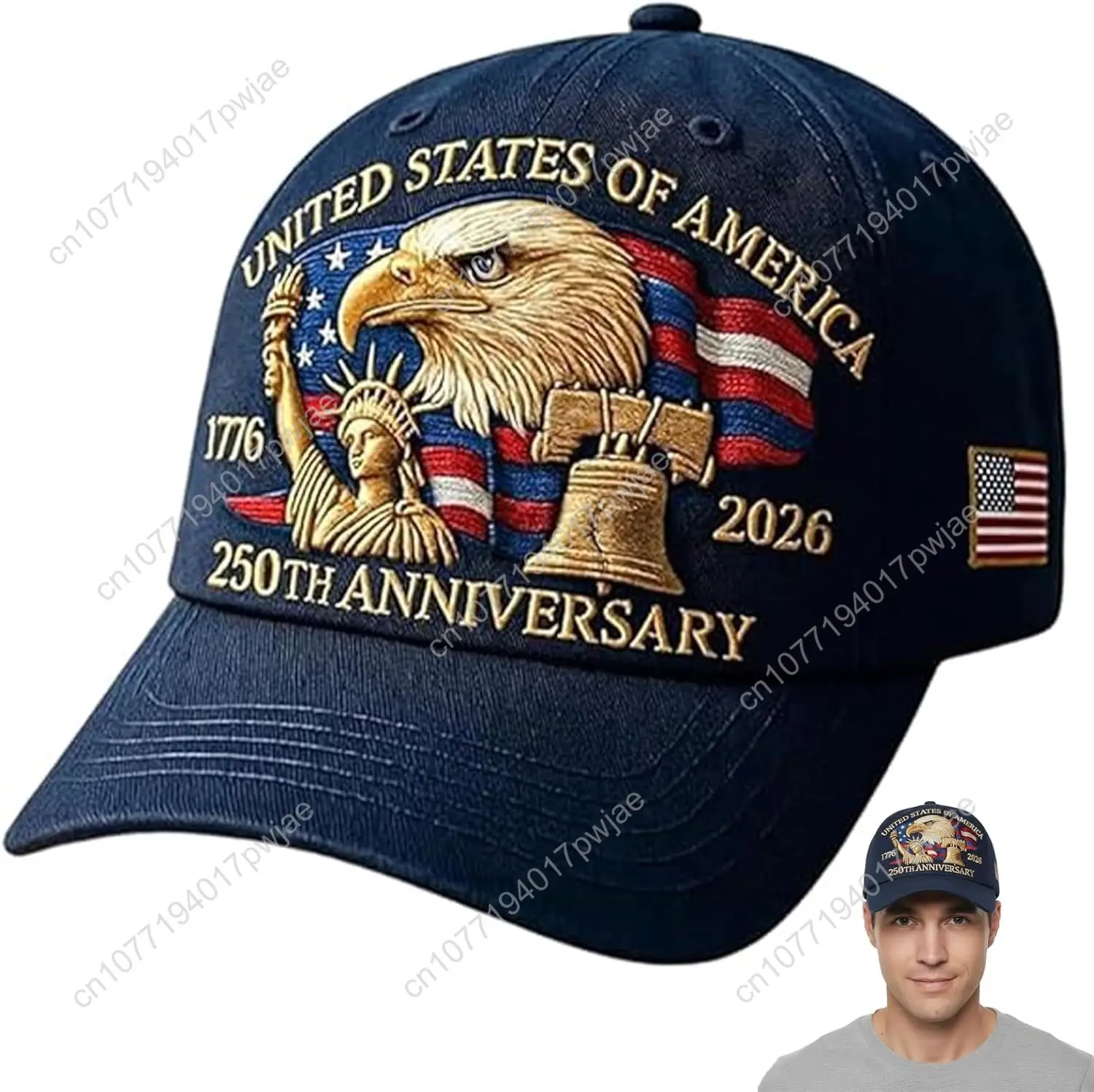 

250 Anniversary USA Hat, Adjustable 250 Year American Anniversary Hat